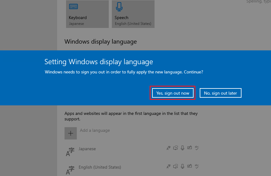 Setting Windows display language