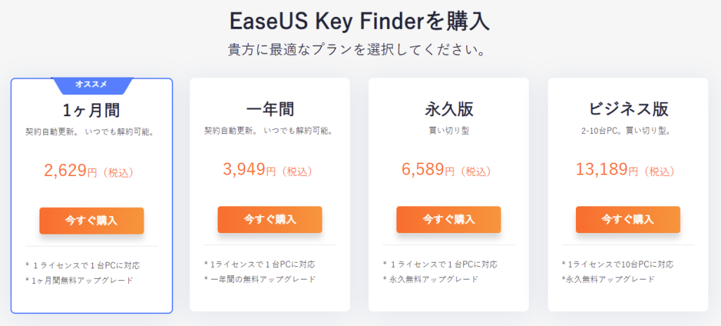 EaseUS Key Finder を購入